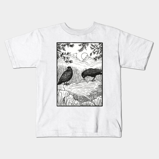 Huginn and Muninn Kids T-Shirt by Thistle Moon